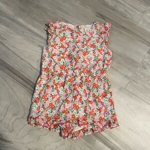 Gymboree Pink And Orange Floral Romper With Buttons- Size 18-24 Months NWOT